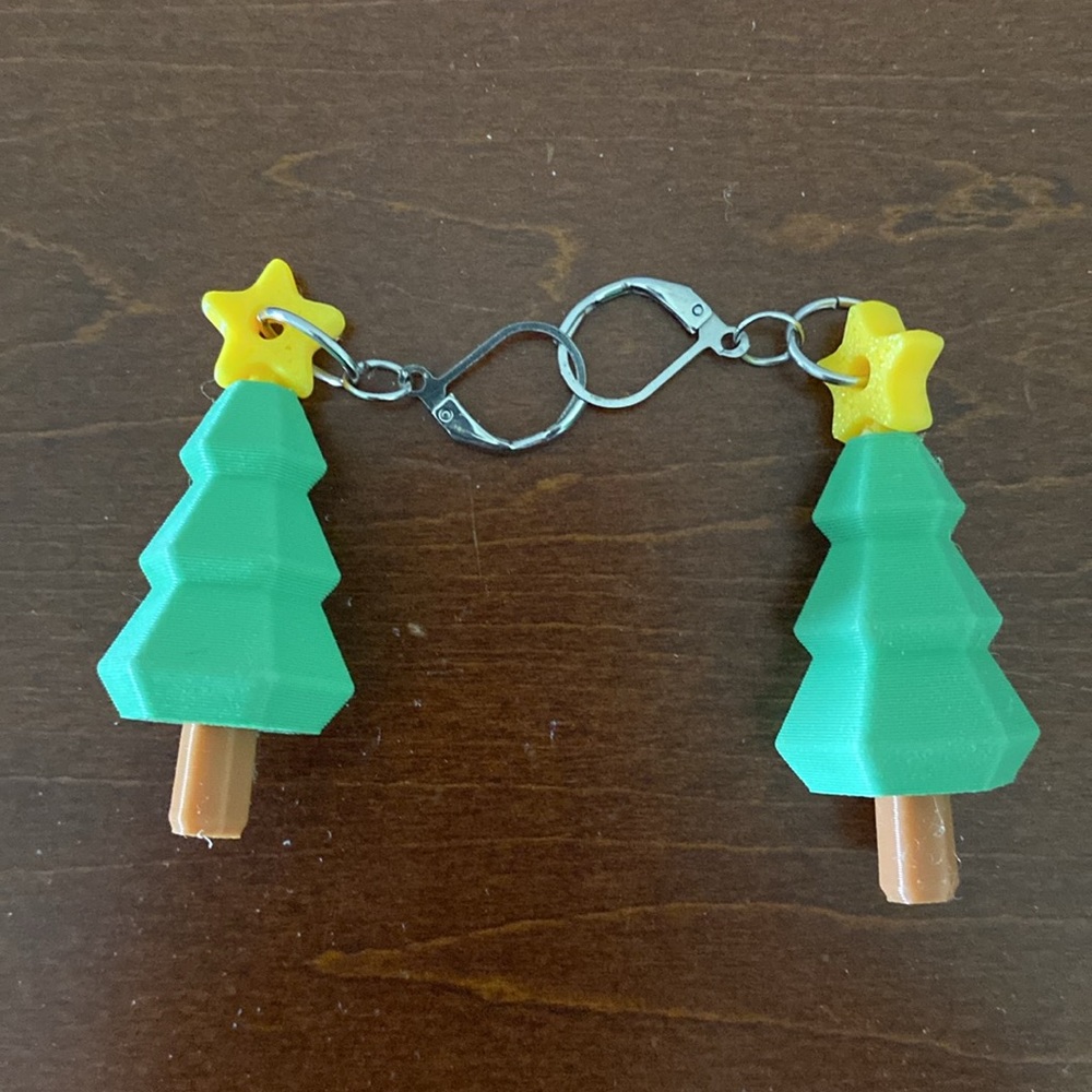 Green and Yellow Christmas Tree Earrings
